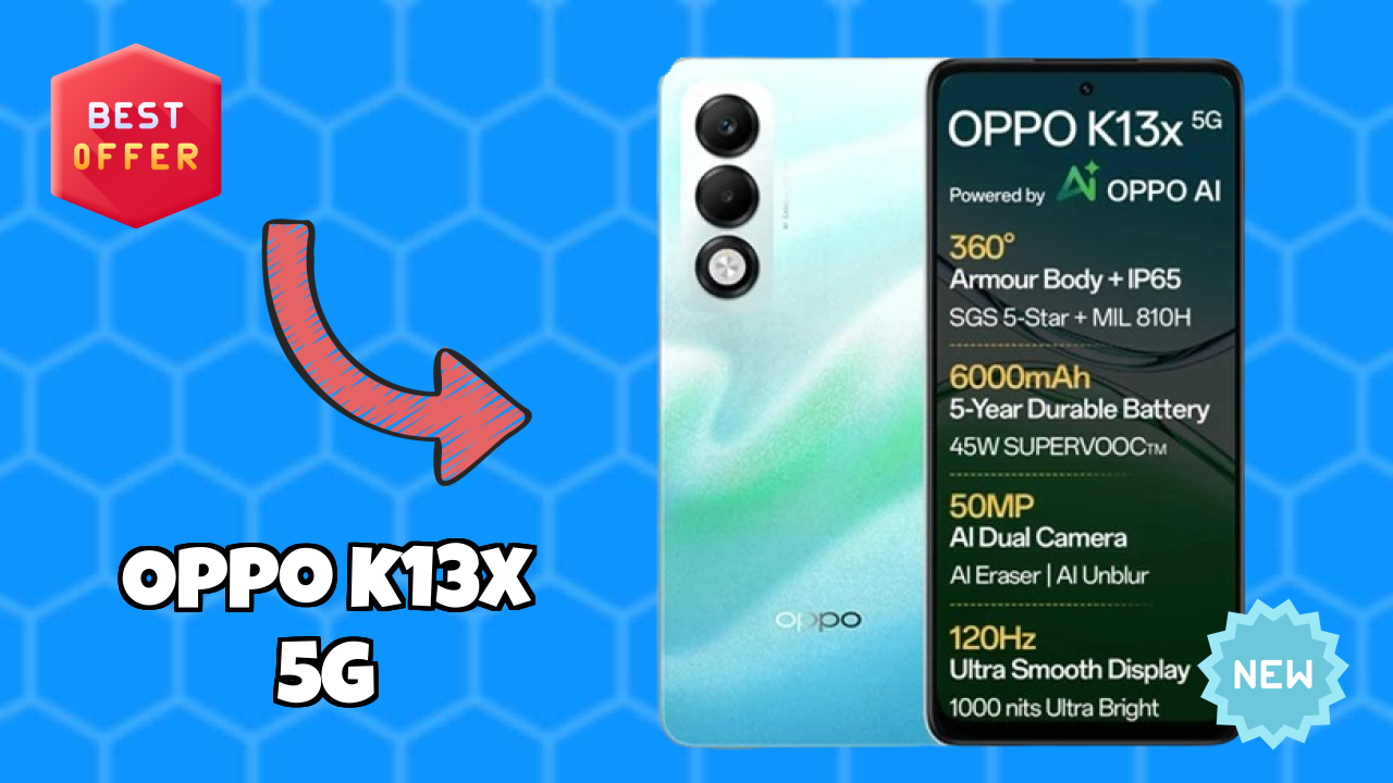 OPPO K13x 5G डिस्प्ले तकनीक: 6.67 Inches (16.94 Cm) स्क्रीन